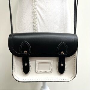 The Cambridge Satchel Company Black White Tiny Satchel Crossbody Leather
